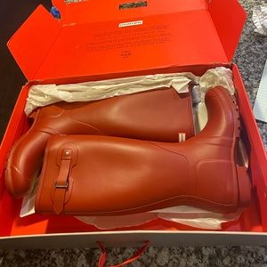 Matte Red Hunter Rain Boots Tall